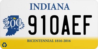 IN license plate 910AEF