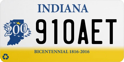 IN license plate 910AET