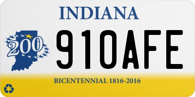 IN license plate 910AFE