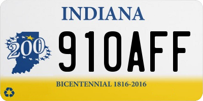 IN license plate 910AFF