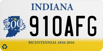 IN license plate 910AFG