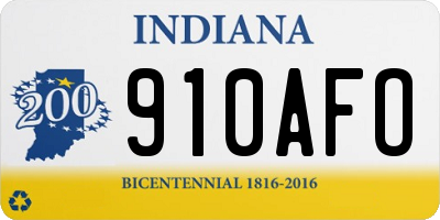 IN license plate 910AFO