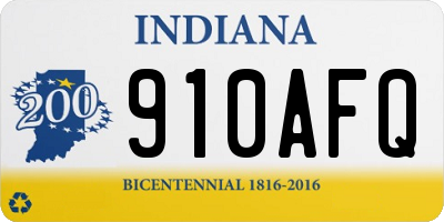 IN license plate 910AFQ