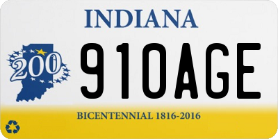 IN license plate 910AGE