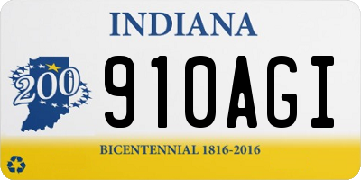 IN license plate 910AGI