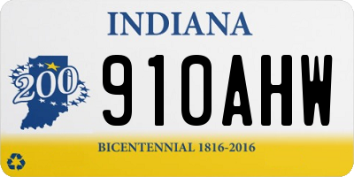 IN license plate 910AHW