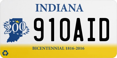 IN license plate 910AID