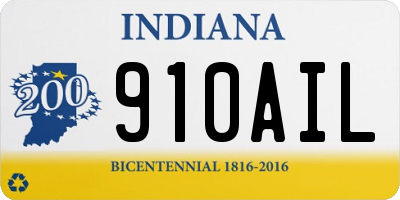 IN license plate 910AIL