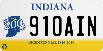 IN license plate 910AIN
