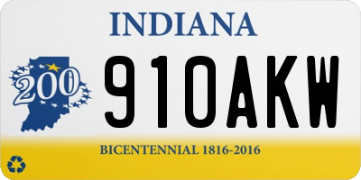 IN license plate 910AKW