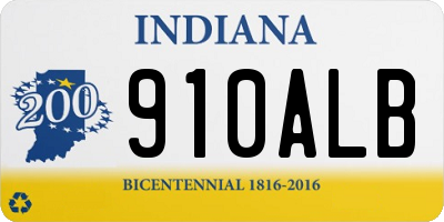 IN license plate 910ALB