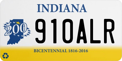 IN license plate 910ALR