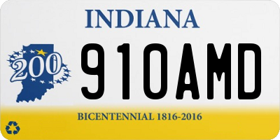 IN license plate 910AMD