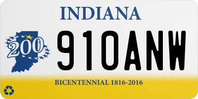 IN license plate 910ANW