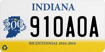 IN license plate 910AOA