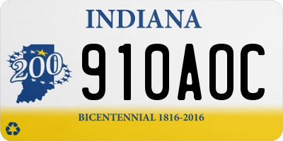 IN license plate 910AOC