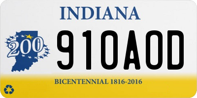 IN license plate 910AOD