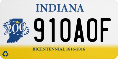 IN license plate 910AOF