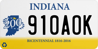 IN license plate 910AOK