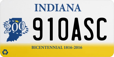 IN license plate 910ASC
