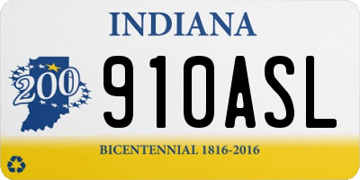 IN license plate 910ASL