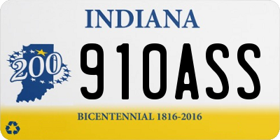 IN license plate 910ASS