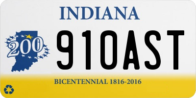 IN license plate 910AST