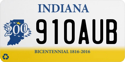 IN license plate 910AUB