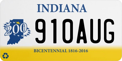 IN license plate 910AUG