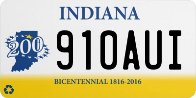 IN license plate 910AUI