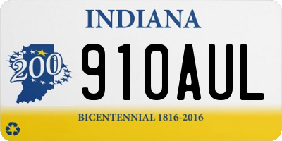 IN license plate 910AUL