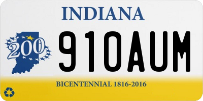 IN license plate 910AUM