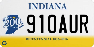 IN license plate 910AUR