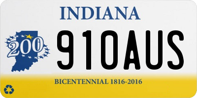 IN license plate 910AUS