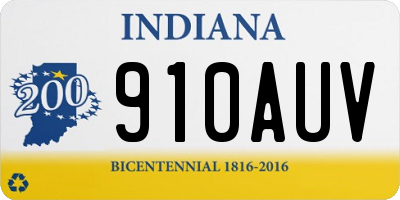 IN license plate 910AUV