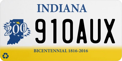 IN license plate 910AUX