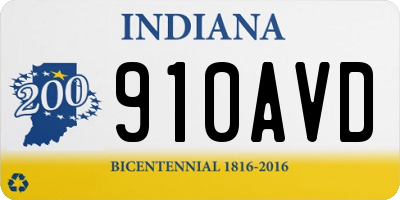 IN license plate 910AVD