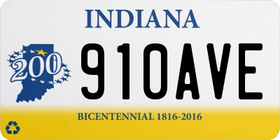 IN license plate 910AVE