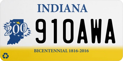 IN license plate 910AWA