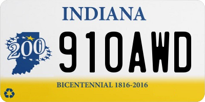 IN license plate 910AWD