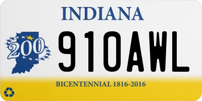 IN license plate 910AWL