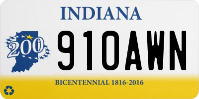 IN license plate 910AWN