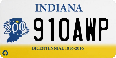 IN license plate 910AWP