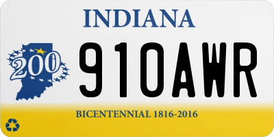 IN license plate 910AWR