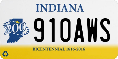 IN license plate 910AWS