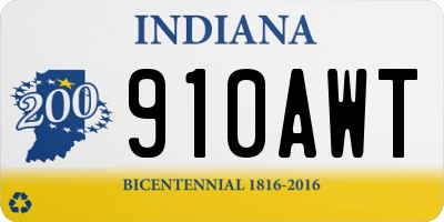 IN license plate 910AWT