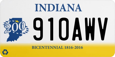 IN license plate 910AWV