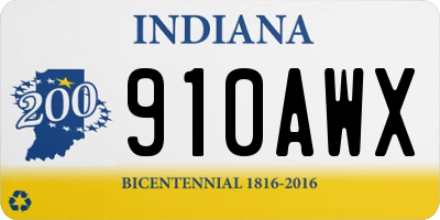 IN license plate 910AWX
