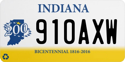 IN license plate 910AXW