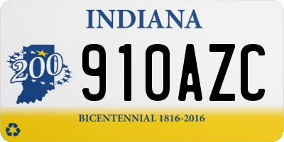 IN license plate 910AZC